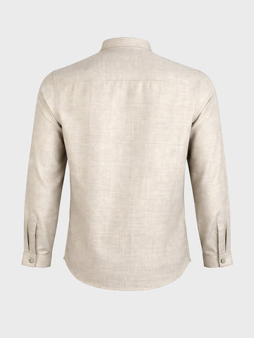 Men's Khaki Regular Fit Textured Casual Shirt