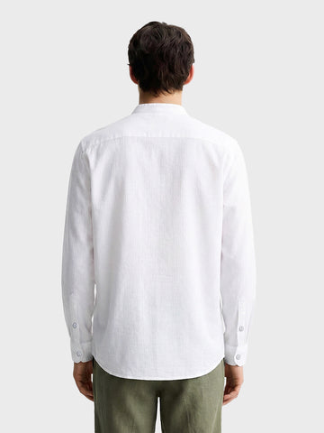 Men's White Relaxed Fit Textured Casual Shirt