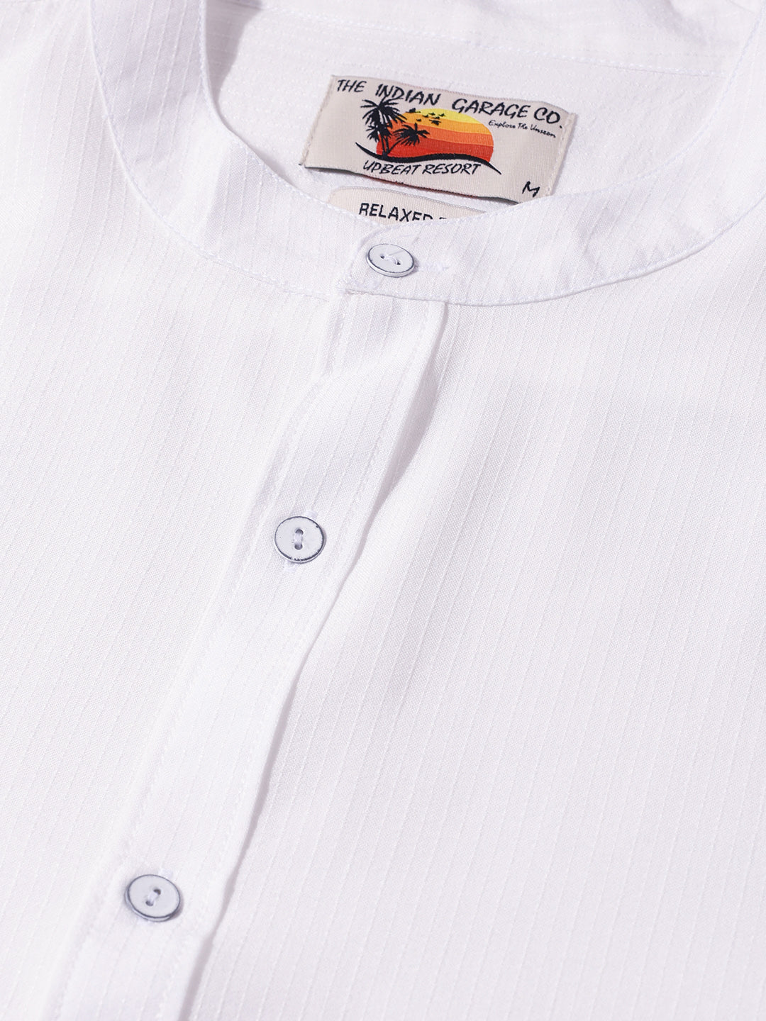 Men's White Relaxed Fit Textured Casual Shirt