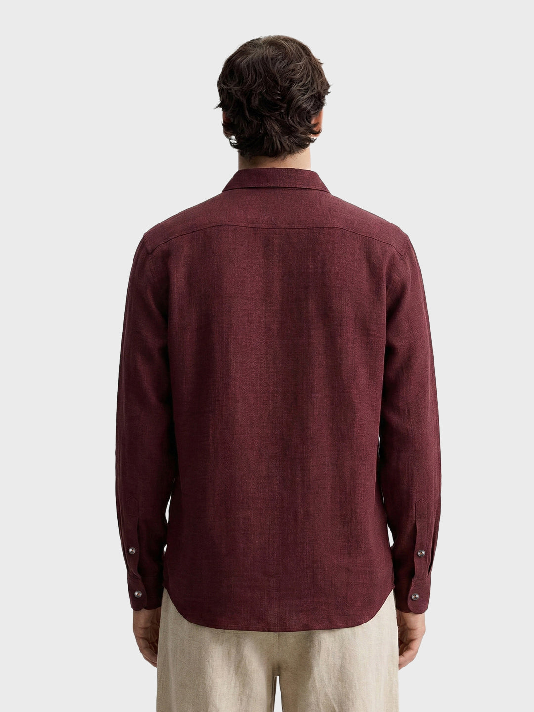 Men's Maroon Relaxed Fit Textured Casual Shirt