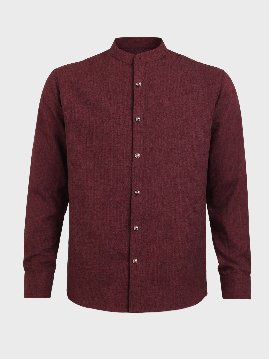 Men's Maroon Relaxed Fit Textured Casual Shirt