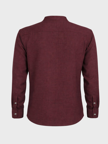 Men's Maroon Relaxed Fit Textured Casual Shirt