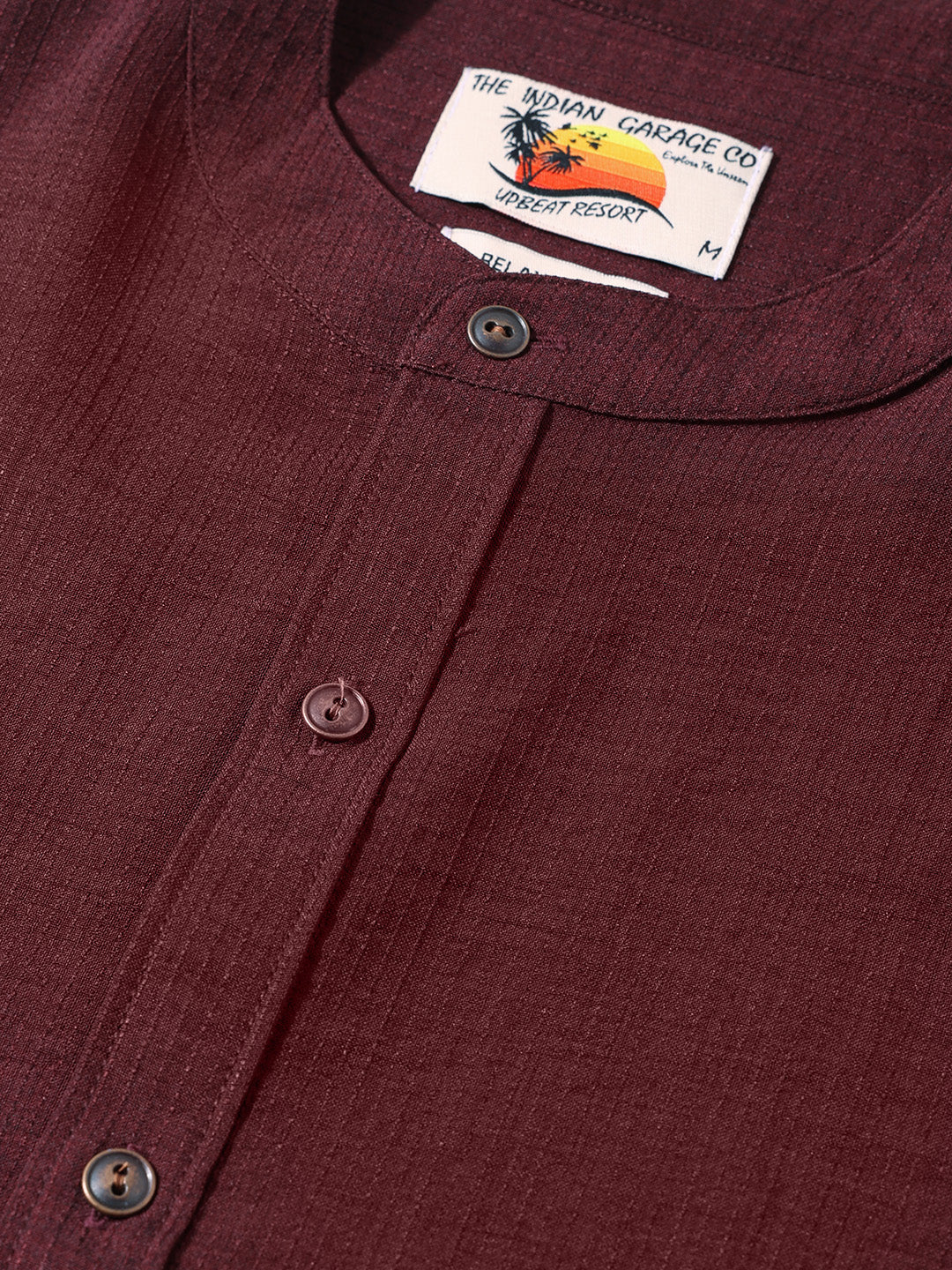 Men's Maroon Relaxed Fit Textured Casual Shirt