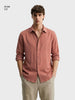 Men's Rust Slim Fit Textured Casual Shirt