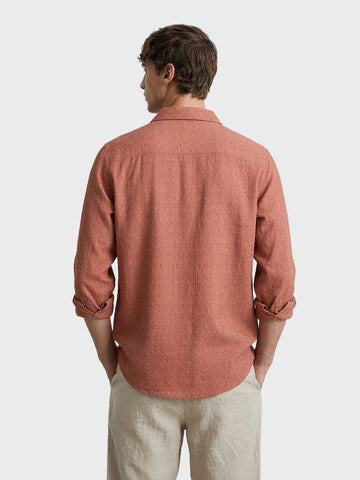 Men's Rust Slim Fit Textured Casual Shirt