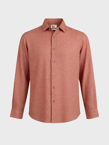 Men's Rust Slim Fit Textured Casual Shirt