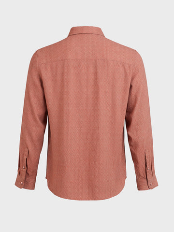 Men's Rust Slim Fit Textured Casual Shirt