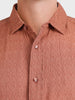 Men's Rust Slim Fit Textured Casual Shirt