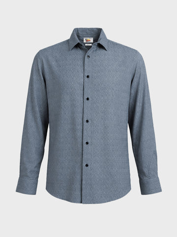 Men's Grey Slim Fit Textured Casual Shirt