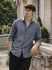 Men's Grey Slim Fit Textured Casual Shirt