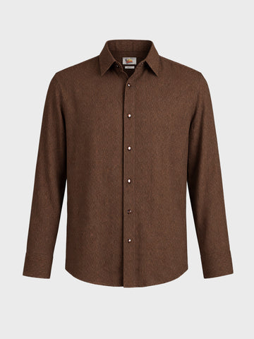 Men's Brown Slim Fit Textured Casual Shirt