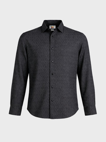 Men's Black Slim Fit Textured Casual Shirt