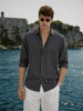 Men's Black Slim Fit Textured Casual Shirt