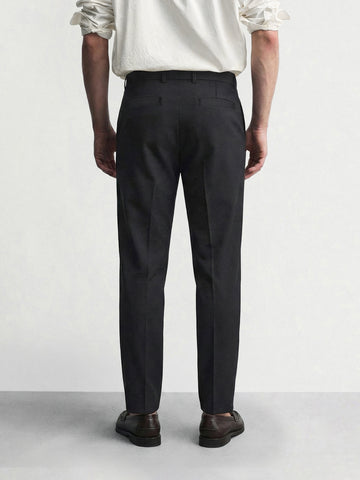 Men's Black Slim Fit Solid Casual Chinos