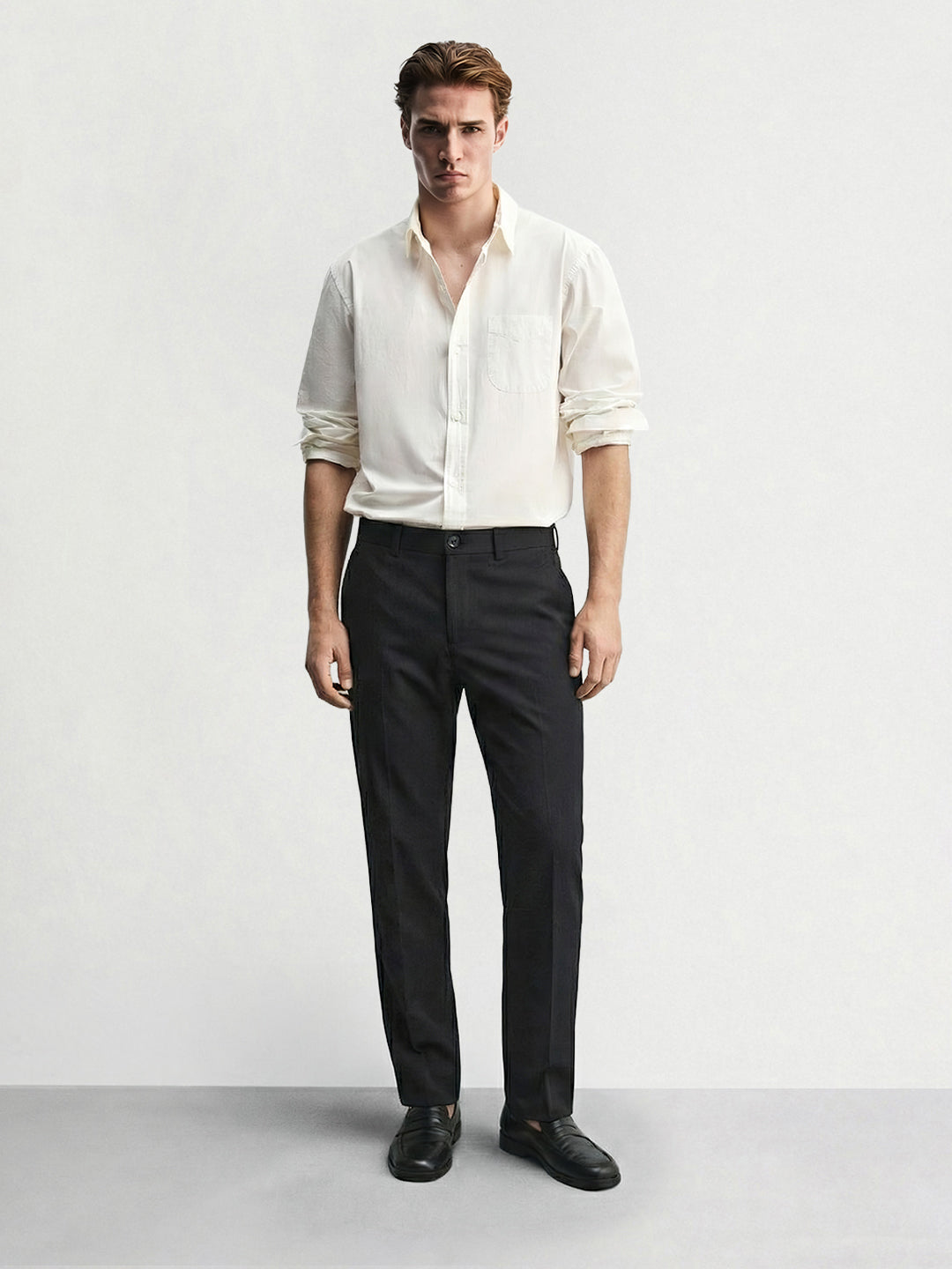 Men's Black Slim Fit Solid Casual Chinos