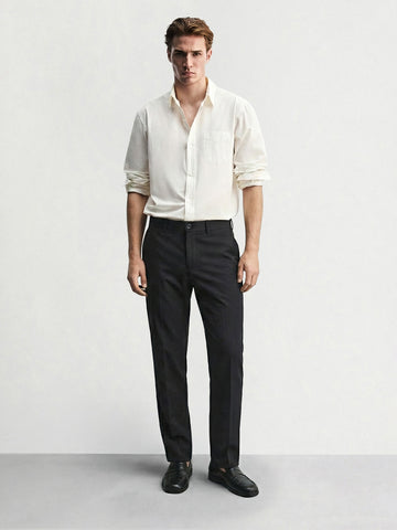 Men's Black Slim Fit Solid Casual Chinos