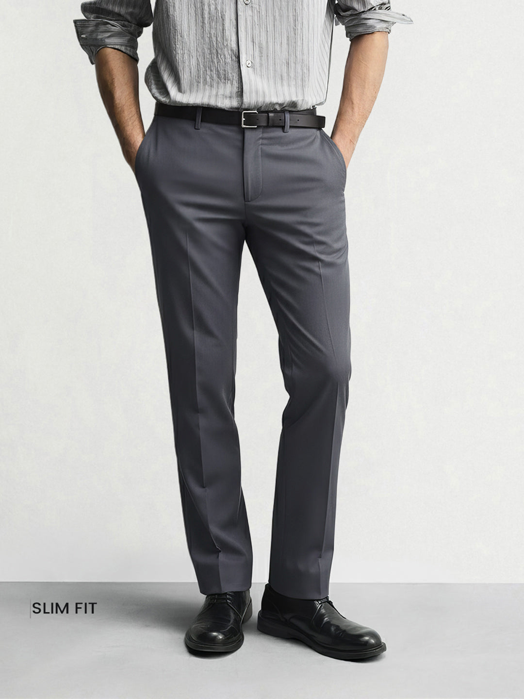 Men's Grey Slim Fit Solid Casual Chinos