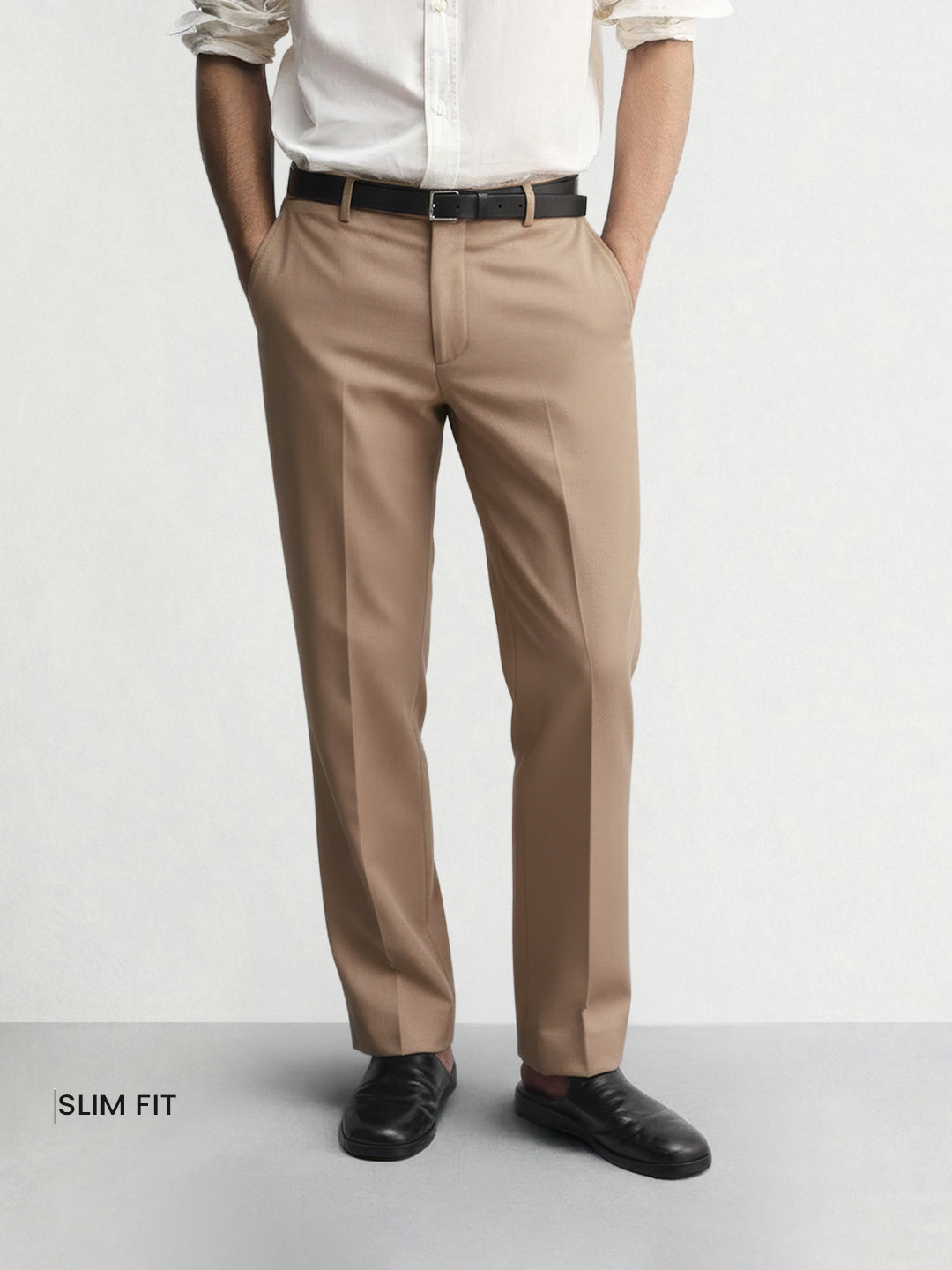 Men's Brown Slim Fit Solid Casual Chinos