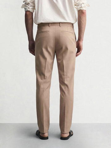 Men's Brown Slim Fit Solid Casual Chinos