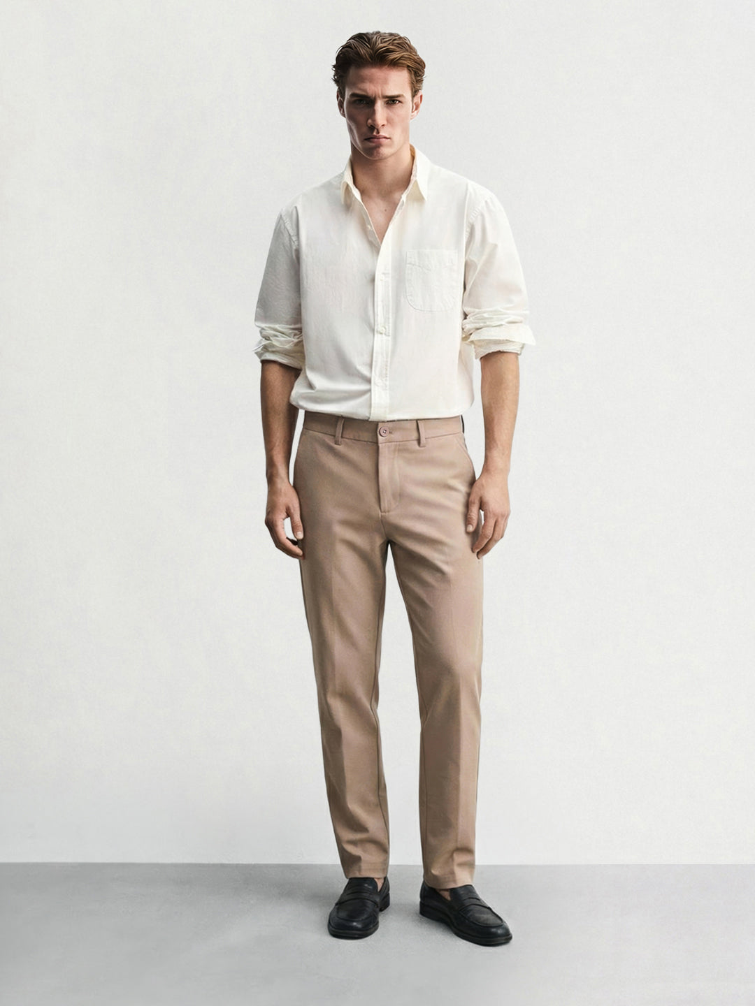 Men's Brown Slim Fit Solid Casual Chinos