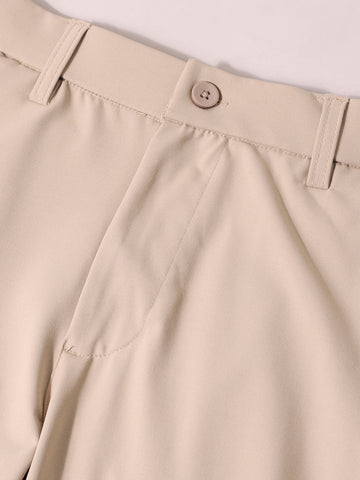 Men's Beige Slim Fit Solid Casual Chinos
