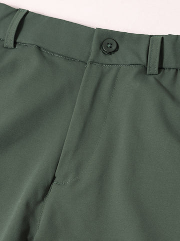 Men's Green Slim Fit Solid Casual Chinos