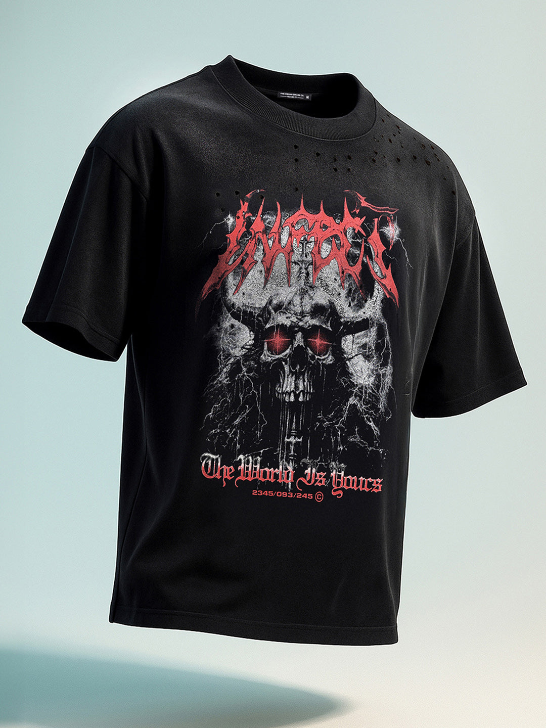 Men's Black Relaxed Fit Graphic Printed 240 GSM Street Wear T-Shirt