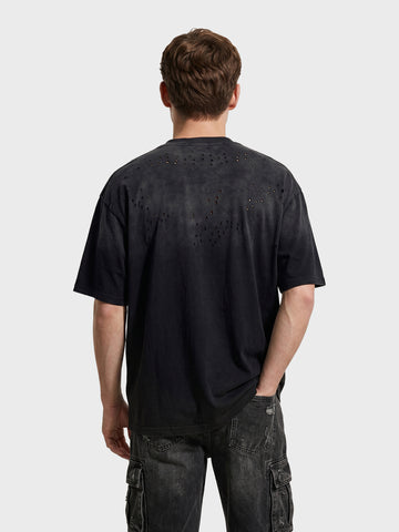 Men's Black Relaxed Fit Graphic Printed 240 GSM Street Wear T-Shirt