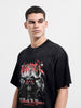 Men's Black Relaxed Fit Graphic Printed 240 GSM Street Wear T-Shirt