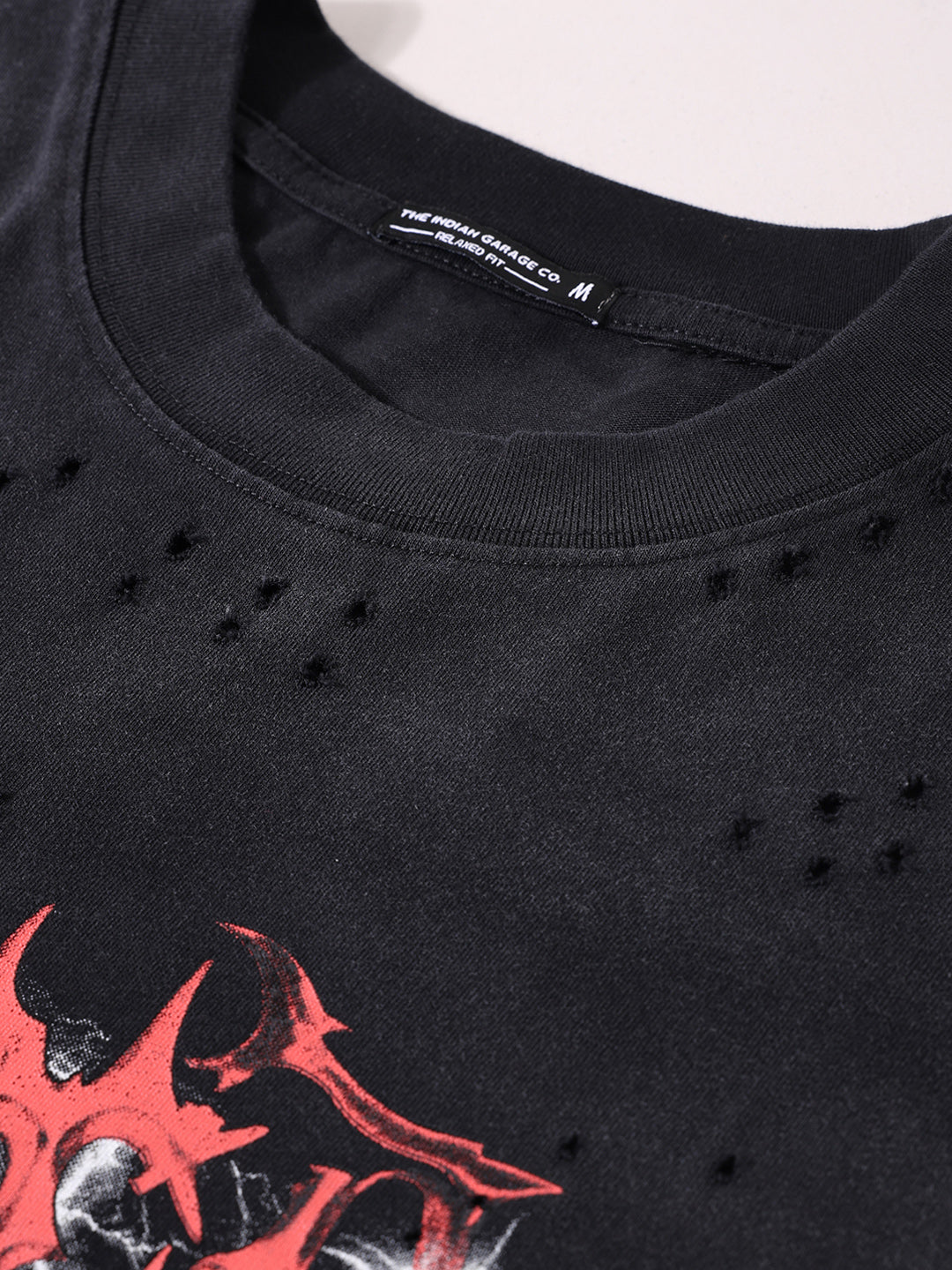 Men's Black Relaxed Fit Graphic Street Wear T-Shirt