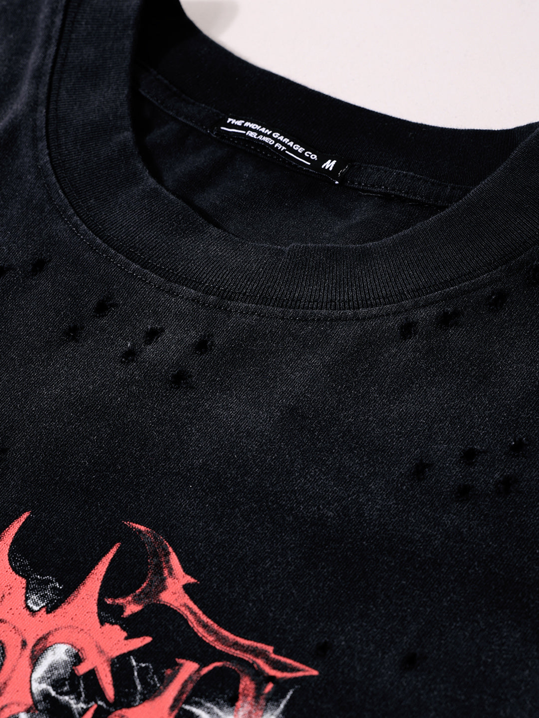 Men's Black Relaxed Fit Graphic Printed 240 GSM Street Wear T-Shirt