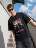 Men's Black Relaxed Fit Graphic Printed 240 GSM Street Wear T-Shirt