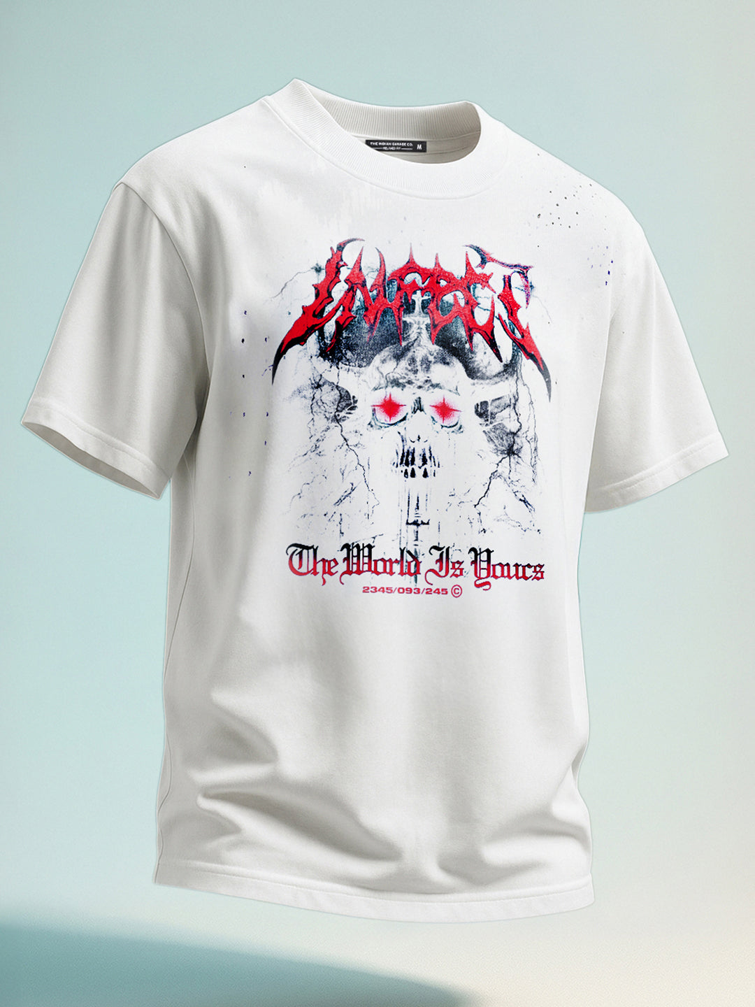 Men's White Relaxed Fit Graphic Printed 240 GSM Street Wear T-Shirt