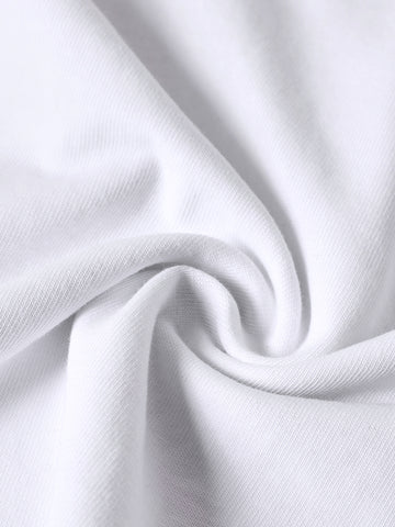 Men's White Relaxed Fit Graphic Printed 240 GSM Street Wear T-Shirt