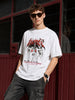 Men's White Relaxed Fit Graphic Printed 240 GSM Street Wear T-Shirt