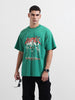 Men's Green Relaxed Fit Graphic Street Wear T-Shirt