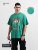Men's Green Relaxed Fit Graphic Printed 240 GSM Street Wear T-Shirt
