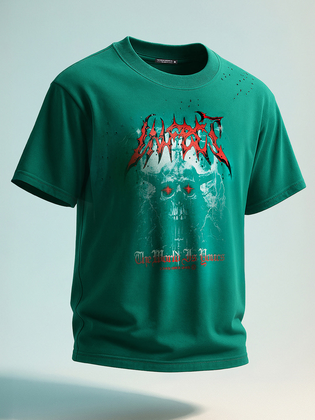 Men's Green Relaxed Fit Graphic Printed 240 GSM Street Wear T-Shirt