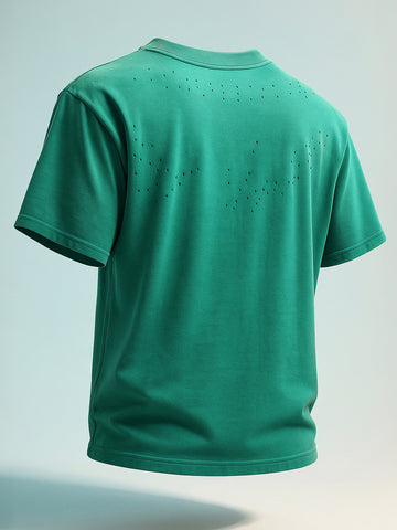 Men's Green Relaxed Fit Graphic Printed 240 GSM Street Wear T-Shirt