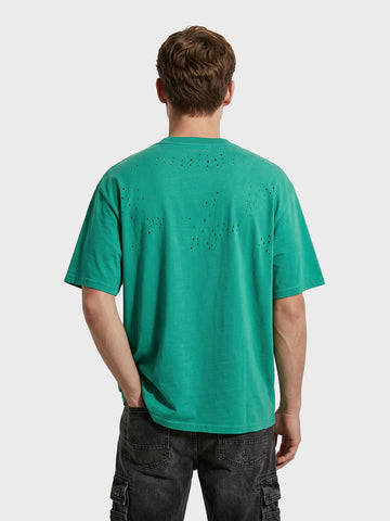 Men's Green Relaxed Fit Graphic Printed 240 GSM Street Wear T-Shirt