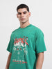 Men's Green Relaxed Fit Graphic Printed 240 GSM Street Wear T-Shirt