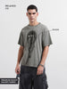 Men's Grey Relaxed Fit Graphic Street Wear T-Shirt