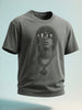 Men's Grey Relaxed Fit Graphic Printed 240 GSM Street Wear T-Shirt