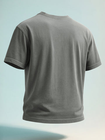Men's Grey Relaxed Fit Graphic Printed 240 GSM Street Wear T-Shirt