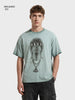 Men's Green Relaxed Fit Graphic Printed 240 GSM Street Wear T-Shirt