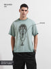 Men's Green Relaxed Fit Graphic Street Wear T-Shirt