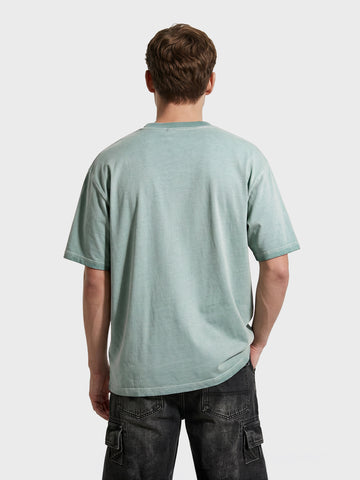 Men's Green Relaxed Fit Graphic Printed 240 GSM Street Wear T-Shirt