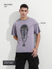 Men's Purple Relaxed Fit Graphic Printed 240 GSM Street Wear T-Shirt