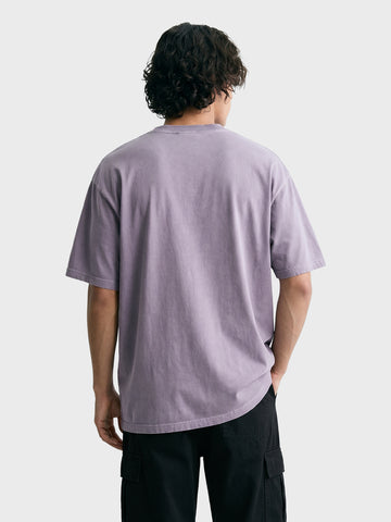 Men's Purple Relaxed Fit Graphic Printed 240 GSM Street Wear T-Shirt