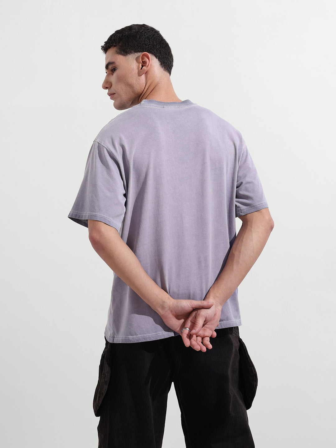 Men's Purple Relaxed Fit Graphic Street Wear T-Shirt